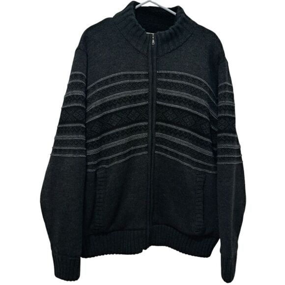 Vintage Field & Stream Zip-Up Sweater Fleece Lined Jacket Embroidered XL Gray - Picture 1 of 16
